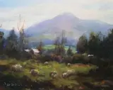 Deirdre O'Donnell, Sheep Grazing In A Mountaineous Landscape
