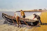 Ivan Sutton, Launching Currach, An Tra Inisheer, Co. Galway, Ireland