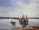 Trawlors At Low Tide, Strangford by Norman J. McCaig, offered Oct 2022