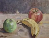 Fred McElwee, Still Life, Apples & Banana