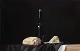 Ian McAllister, Still Life Of Bread, Cheese And A Wine Bottle