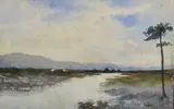 Cottages In Bog Landscape by William Percy French, offered May 2025