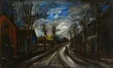 Figures Returning Home, Village Street by Markey Robinson, offered Jun 2025
