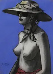 George Potter, Seated Nude With A Hat