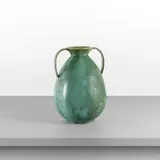 Guido Andloviz, A two-handled vase model '1256', 1927, Strong earthenware formed by casting, glazed with iridescent green drips