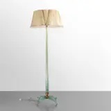 Seguso Vetri D'Arte, A floor lamp, 1940s, Ribbed glass, brass, silk lampshade