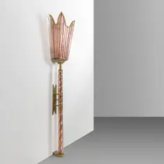Seguso Vetri D'Arte, A wall lamp, from the floor, 1940s, Ruby and pink glass, brass