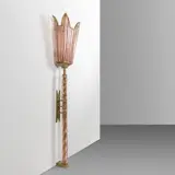Seguso Vetri D'Arte, A wall lamp, from the floor, 1940s, Ruby and pink glass, brass