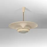 Stilnovo, A hanging lamp, 1950s, Laquered aluminum, internally frosted glass, brass