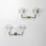 Ignazio Gardella, A pair of 'Lp 12 ' wall lamps, 1959, Brass, frosted opaline glass