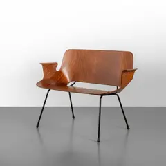 Vittorio Nobili, A sofa from the 'Medea' series, 1957, Mahogany bent plywood, varnished steel structure