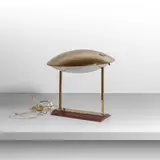 Stilnovo, A table lamp, '8050' model, 1960s, Brass, leather, and opaline perspex