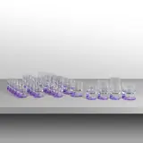 Joe Colombo, A set of 24 'Smoke' glasses consisting of:, 1964, six water glasses, six wine glasses, six soft drinks glasses, and six whiskey glasses