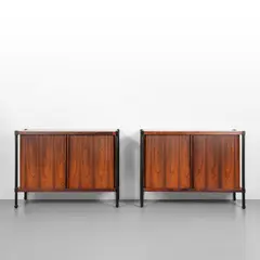 Fratelli Proserpio, A pair of storage units, 1960s, Rosewood, lacquered wood