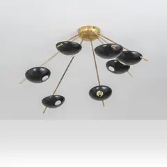 Stilnovo, A ceiling lamp, 1960s, Brass, varnished aluminum