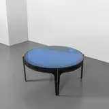 Max Ingrand, A coffee table, '1774' model, 1960, Enamelled steel with brass profiles,