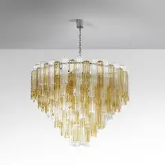 Aureliano Toso, A large hanging lamp, 1970s, Pendants transparent and amber corteccia glass,