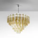 Aureliano Toso, A large hanging lamp, 1970s, Pendants transparent and amber corteccia glass,