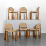 Alessandro Becchi, A set of six 'Toscanella' chairs, 1976, Ash wood, straw