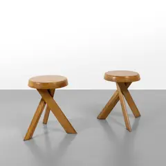 Pierre Chapo, Two stools model 'S31', 1970s, Helm wood