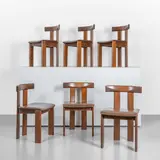 Luigi Vaghi, A set of six 'Euro' chairs, 1975, Walnut wood, vinyl upholstery