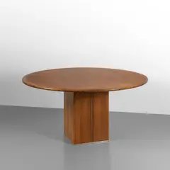 Afra E Tobia Scarpa, A table from 'Artona' series, 1975, Walnut wood base, thuja root top with edge layered in different woods