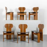Afra E Tobia Scarpa, A set of six chairs 'Africa' from 'Artona' series, 1975, Walnut wood with ebonized wood inlays,
