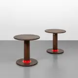 Ettore Sottsass, A pair of 'Rocchettone' occasional tables, 1964, Dyed wood, lacquered wood