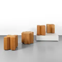 A set of four coffee tables by Vivai Del Sud, 1970s, Wooden structures covered in woven cane and rush edges, sold Apr 2026