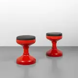 Achille E Pier Giacomo Castiglioni, A pair of poufs from the 'Rocchetto' series, 1967, ABS resin, vinyl upholstered cushions