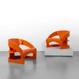 Joe Colombo, A pair of armchairs, '4801/5' model, 1964, Lacquered curved plywood