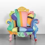 Alessandro Mendini, A 'Proust Geometrica' armchair, 2009, Carved wooden structures and hand-decorated, fabric upholstery