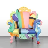 Alessandro Mendini, A 'Proust Geometrica' armchair, 2009, Carved wooden structures and hand-decorated, fabric upholstery