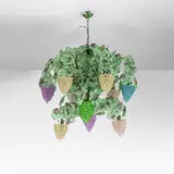 Cesare Toso, A hanging lamp, 1980s, Leaves and bunches in colored and acid-etched glass,