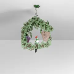A hanging lamp by Cesare Toso, 1980s, Leaves and bunches in colored and acid-etched glass,, sold Apr 2026