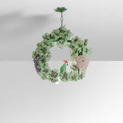 A hanging lamp by Cesare Toso, 1980s, Leaves and bunches in colored and acid-etched glass,, sold Apr 2026