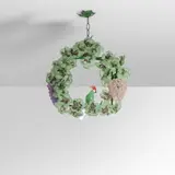 Cesare Toso, A hanging lamp, 1980s, Leaves and bunches in colored and acid-etched glass,