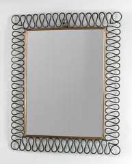 Uno Specchio Da Parete, Metallo verniciato, ottone, cristallo argentato, 1950s