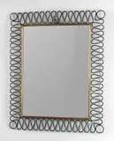 Uno Specchio Da Parete, Metallo verniciato, ottone, cristallo argentato, 1950s
