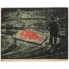 Oswaldo Goeldi, PEIXE VERMELHO, XILOGRAVURA