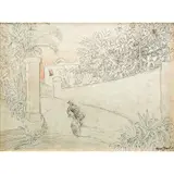 Oswaldo Goeldi, O CICLISTA, Aquarela e grafite sobre papel