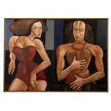 João Câmara, DÍPTICO, DA SÉRIE HISTORIAS DE MANEQUINS, ÓLEO SOBRE MADEIRA