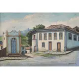 Ary Ferreira Leite, CASA DE CLAUDIO MANOEL E PASSO DE ANTONIO DIAS - OURO PRETO - MG, Óleo sobre placa
