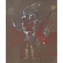 Cícero Dias, MURILO E A TREPIDAÇÃO UNIVERSAL, DÉC. 1930, GRAFITE, NANQUIM, AQUARELA, GUACHE E PASTEL SOBRE PAPEL