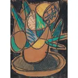 Antônio Bandeira, VASO COM FLORES, C.1948, PASTEL E CRAYON SOBRE PAPEL COLADO EM PLACA