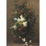 Henry Mark Anthony, VASO DE FLORES, SÉCULO XIX, ÓLEO SOBRE TELA