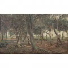 PAISAGEM COM CASA E BOSQUE by José Marques Campão, ÓLEO SOBRE TELA, offered Jun 2022