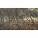 José Marques Campão, PAISAGEM COM CASA E BOSQUE, ÓLEO SOBRE TELA