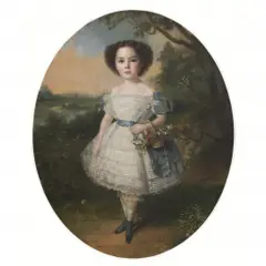 Jules Breton, MENINA COM CESTO DE FLORES, ÓLEO SOBRE TELA