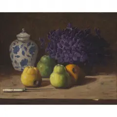 VIOLETAS PÊRAS E PORCELANA by Clodomiro Amazonas, ÓLEO SOBRE TELA, offered Jun 2022